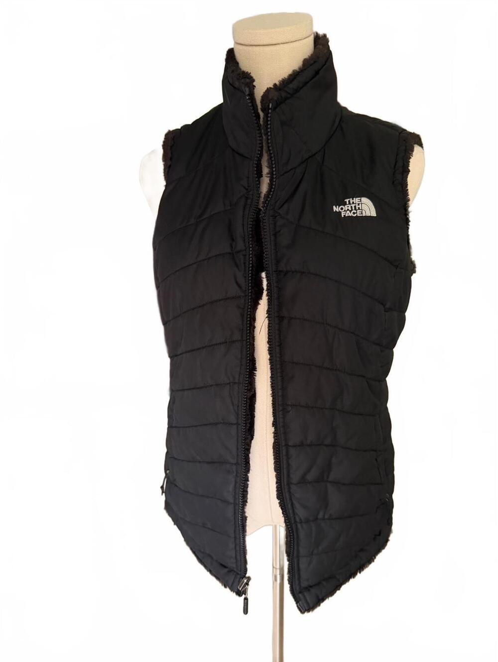 The North Face Reversible Black Puffer and Faux Fur Vest